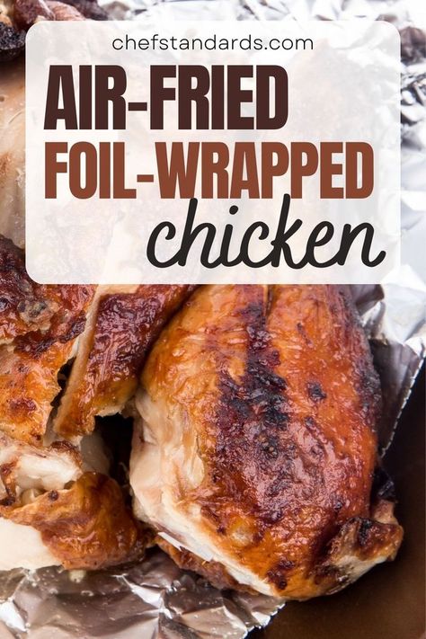 You’ll find out that the answer to your question "Can I wrap chicken in foil in an air fryer?" is positive, as well as what are the pros and cons. Foil In Air Fryer, Foil Wrapped Chicken, Paper Wrapped Chicken, Chicken In Foil, Chicken Foil Packs, Wrap Chicken, Chicken Foil Packets, Reheat Chicken, Air Fryer Chicken Tenders