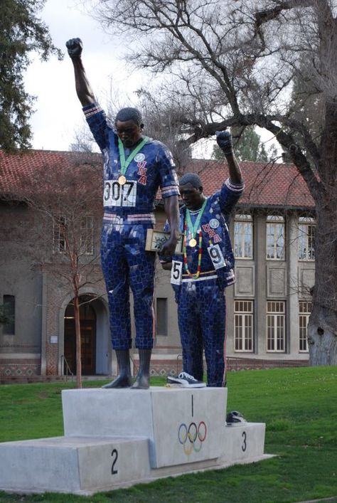 Olympic Black Power Statue – San Jose, California - Atlas Obscura Black Power Salute, Tommie Smith, 1968 Olympics, Jesse Owens, Sports Track, United States History, San Jose California, Usa Olympics, Olympic Athletes