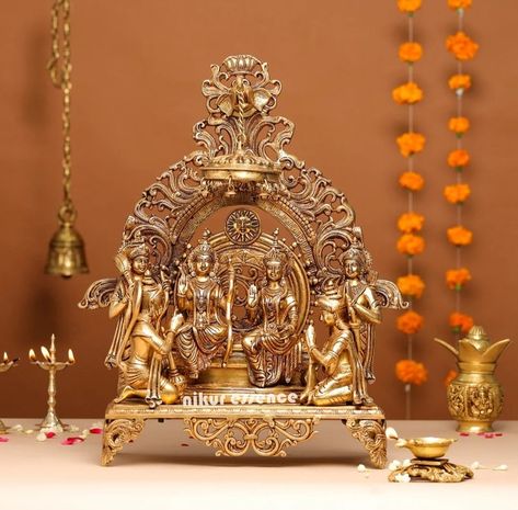 Buy Big Size Ram Darbar Brass Idols 2 Ft Ramdarbar Indian Brass Online in India - Etsy Namaste Hands, Large Home Decor, Brass Idols, East Direction, Decor Statue, Brass Sculpture, Brass Figurines, Brass Art, Brass Statues