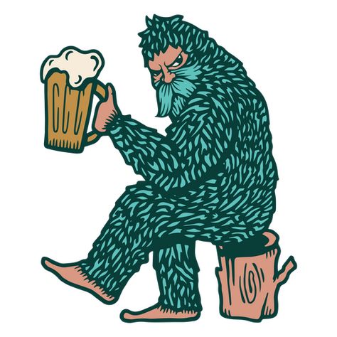 Sasquatch beer character PNG Design Sasquatch Illustration, Beer Character, Beer Illustration, Beer Ad, Bigfoot Sasquatch, Graphic Design Agency, Green Wave, Random Art, Feminine Tattoos