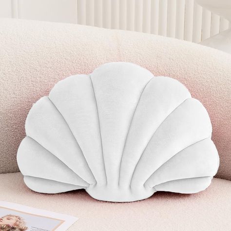 PRICES MAY VARY. 🐚【Seashell Decorative Pillow】Different from ordinary decorative pillows, this throw pillow uses the appearance of seashell design, it looks more design and three-dimensional. Put this seashell pillow in your bedroom, sofa or chair to add a different ocean feel to your home.If you are looking to decorate your home, this shell pillow is a good choice. 🐚【3D Cute Throw Pillow 】This seashell pillow is made of comfortable velvet fabric, which feels ultra-soft and skin-friendly. This Shell Pillow Aesthetic, Preppy Seashell Pillow, White Shell Pillow, White Cute Pillows, Shell Throw Pillow, Cute Preppy Pillows, Cute Things To Buy On Amazon For Your Room, Aesthetic Bed Pillows, Clam Pillow