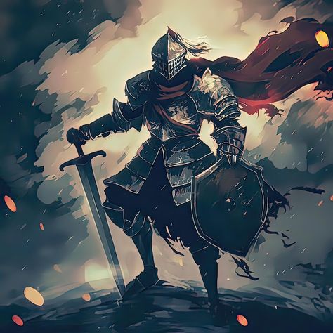 Caballero medieval que sostiene una espa... | Premium Photo #Freepik #photo #guerrero-medieval #caballero-medieval #guerrero #espada-medieval Knight Painting, Knight Anime, Anime Knight, Anime Inspired Outfits, Inspired Outfits, Anime Inspired, Mario Bros, Premium Photo, Outfit Inspirations