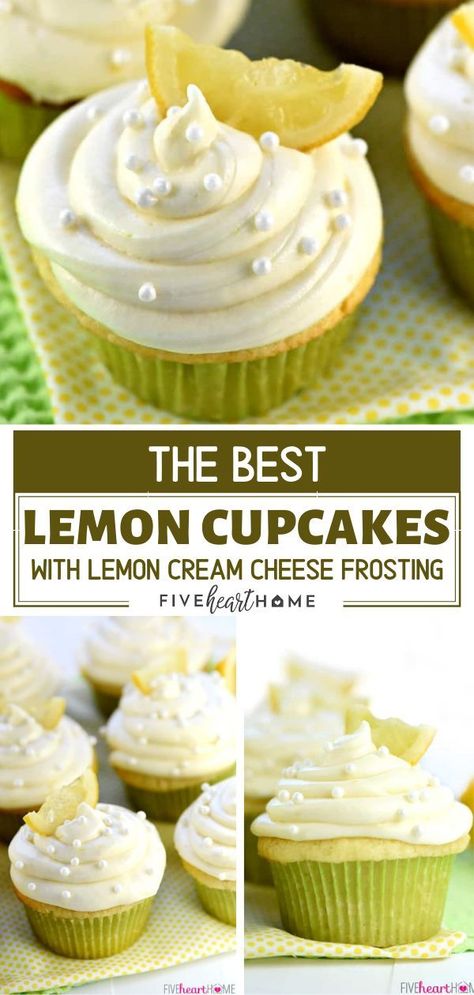 Best Lemon Cupcakes, Breakfast For Dinner Wedding, Lemon Desserts Cake, Lemon Desserts Healthy, Lemon Desserts Easy, Lemon Cupcake Recipe, Lemon Cupcake, Lemon Cream Cheese Frosting, Lemon Cream Cheese