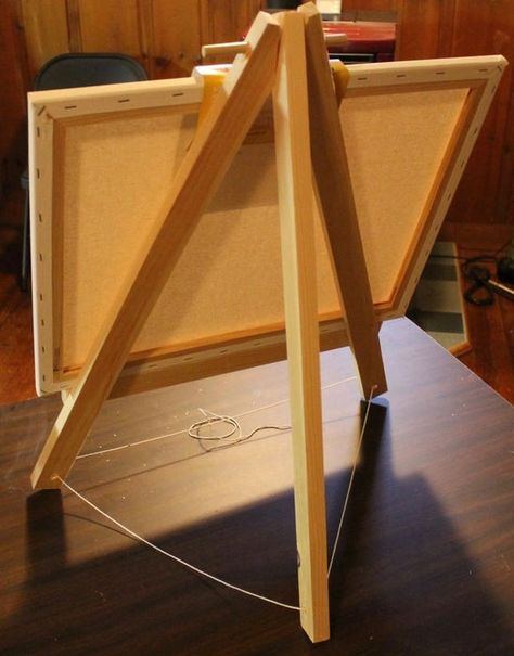 Wood Easel - Simple and Inexpensive : 4 Steps (with Pictures) - Instructables Diy Canvas Frame, Table Top Easel, Diy Easel, Tabletop Easel, Wood Table Diy, Paint Night Ideas, Diy Table Top, Diy Storage Rack, Wood Easel