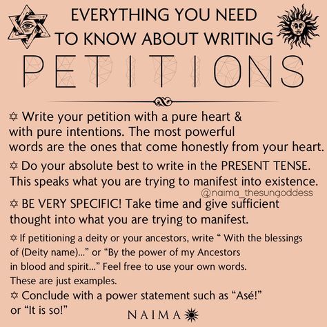 П Λ I M Λ ☀️ on Instagram: “Every group ritual there are questions about how to write petitions. I know many of you are new and are not sure. I really hope this helps.…” Group Ritual, Petition Prayer, Psalms Verses, Hoodoo Magic, Candle Magic Spells, Hoodoo Spells, Money Spells That Work, Easy Love Spells, Zodiac Signs Chart