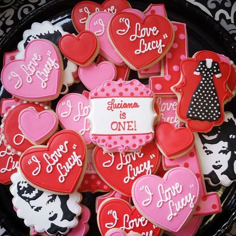 I Love Lucy cookies for sweet Lucian a turning ONE! # firstbirthday #cookies #customcookies #decoratedcookies #icingsbyang #kansascity #one I Love Lucy Decorated Cookies, I Love Lucy Theme Party, I Love Lucy 1st Birthday Party, I Love Lucy Decor, I Love Lucy First Birthday, I Love Lucy Party Decorations, I Love Lucy Birthday Party Theme, I Love Lucy Birthday Party, I Love Lucy Party