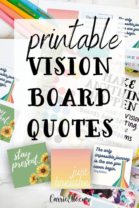 Vision Board Quotes - Carrie Elle Vison Boards Ideas Quotes, Vision Board Topics, Vision Board Words Free Printable, Vision Board Layout, Printable Vision Board Template, Vision Board Categories, Free Vision Board Template, Raise Vibrations, Beautiful Vision Boards