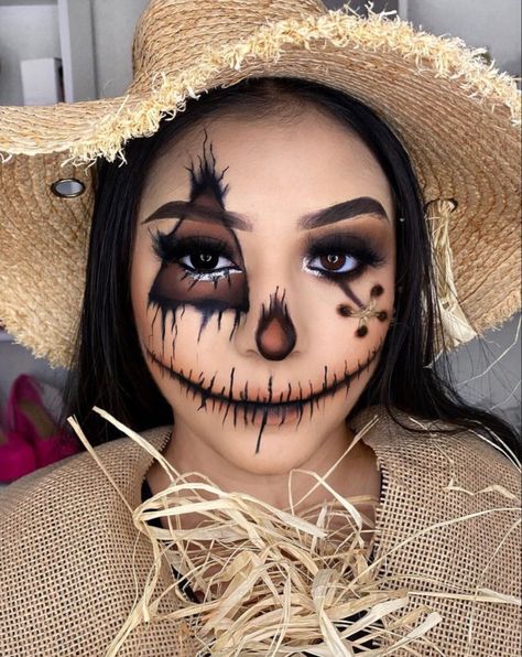 #halloween #makeup #ideas #instagram #inspiration #diy #1 #fashion #recipe #crochet #art NINEFROGS #my Pink Scarecrow Makeup, Scarecrow Face Paint, Diy Scarecrow Costume, Scarecrow Halloween Makeup, Halloween Makeup For Kids, Halloween Makeup Clown, Scarecrow Makeup, Scarecrow Face, Scarecrow Halloween