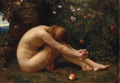 Anna Lea Merritt (1844-1930) | Eve | 19th Century, Paintings | Christie's Pre Raphaelite Art, Arte Van Gogh, Academic Art, Pre Raphaelite, Garden Of Eden, Arte Popular, Classical Art, On The Ground, American Artists