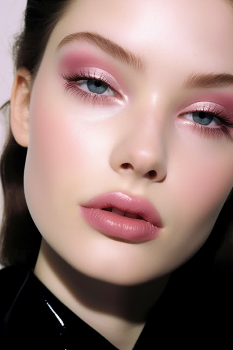 Pink Vintage Makeup, Pink Witch Makeup, Pink Mascara Looks, Dramatic Eye Makeup Looks, Pink Lips Makeup Look, Pink Eyeshadow Makeup Looks, Dreamy Makeup Look, Pink Bridal Makeup, Pink And Black Makeup