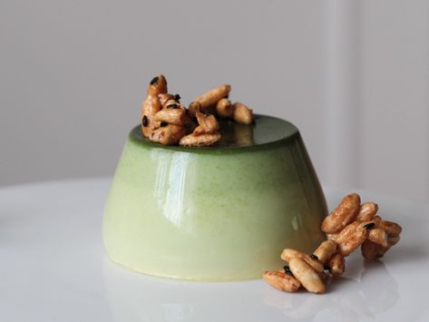 Matcha Panna Cotta - Feedmeichi Matcha Panna Cotta, Macha Tea, Ice Baths, Matcha Powder, Desserts To Make, Cheese Cloth, Cream And Sugar, Favorite Desserts, Skewers