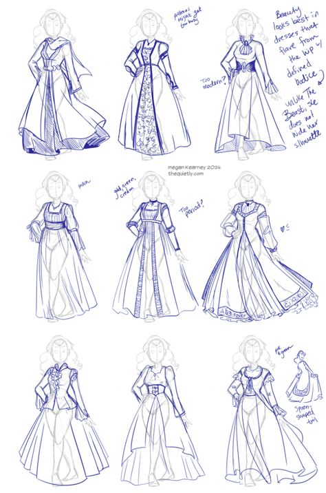 megankearney: Playing with some costume design... Ripples Drawing, Fashion Drawing Sketches, Clothing Design Sketches, Drawing Anime Clothes, 캐릭터 드로잉, Fashion Design Drawings, Drawing Images, Quince Dresses, Fashion Design Sketches