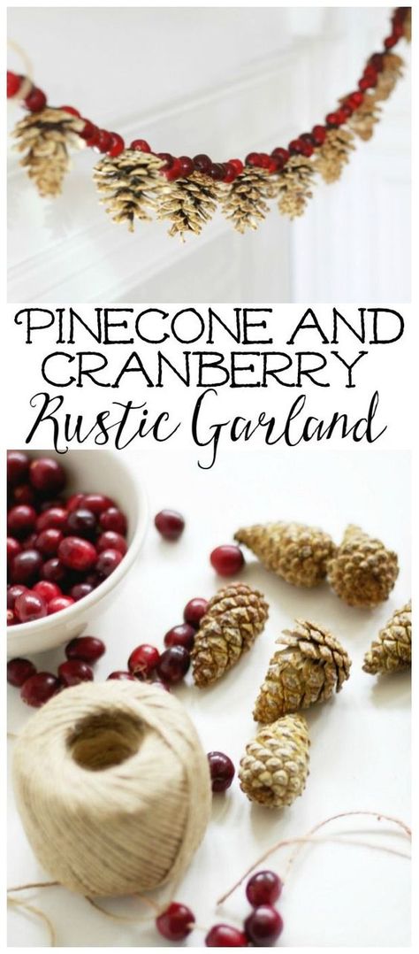 Diy Christmas Garland Ideas, Cranberry Garland, Christmas Garland Ideas, Funny Christmas Decorations, Garland Ideas, Diy Christmas Garland, Cabin Christmas, Cones Crafts, Diy Christmas Decorations