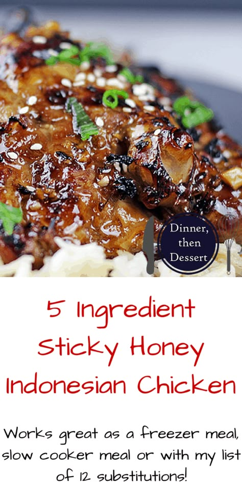 5 Ingredient Sticky Honey Indonesian Chicken - Dinner, then Dessert Indonesian Chicken Recipe, Indonesian Chicken, Chicken Recipes Quick, Soy Chicken, Honey And Soy Sauce, Indonesian Recipes, Food Heaven, Steamed Rice, Recipes Quick