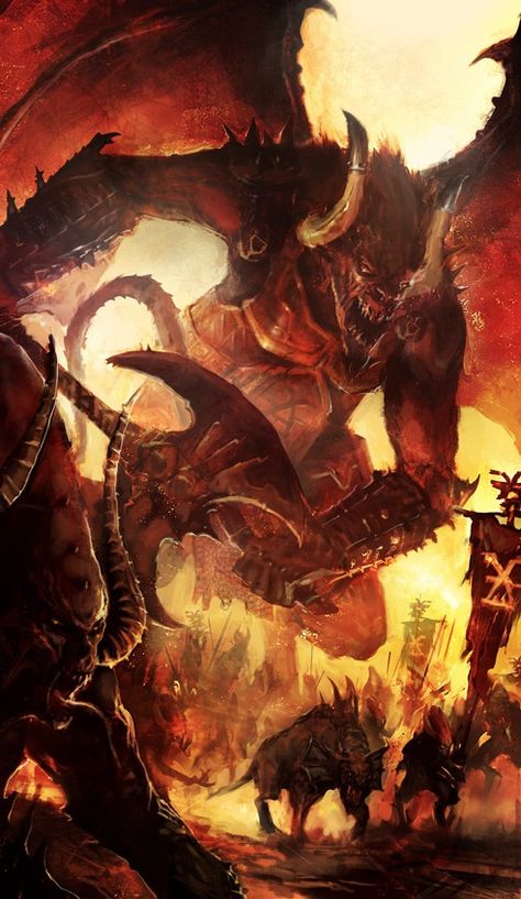 Greater Daemon - Warhammer 40K Wiki - Space Marines, Chaos, planets, and more Demonic Creatures, Chaos Daemons, Fantasy Demon, Dark Creatures, Heroic Fantasy, Warhammer 40k Art, 다크 판타지, Warhammer Art, Warhammer 40k Artwork