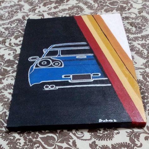 Race Car Painting Canvas Easy, Car Painting Ideas On Canvas, Car Painting Easy, Jdm Nissan, Diy Canvas Art Easy, Road Painting, Nissan R34, Skyline Painting, Canvas Drawing