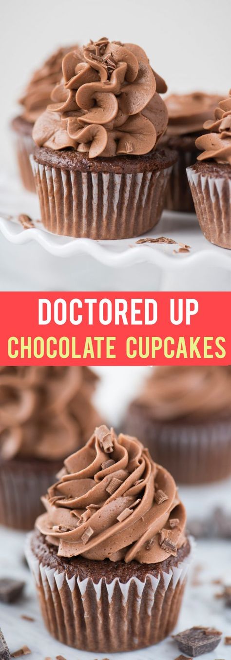 Bakery style “doctored up” chocolate cupcakes! This is an easy, one bowl chocolate cake mix cupcake recipe without pudding or coffee. #chocolate #cupcakes #cakemix #cakemixcupcakes #doctoredupcake #easycupcakes Perfect Cupcake Recipe, Cake Mix Doctor, Best Cake Mix, Cake Mix Cupcakes, Chocolate Bowls, Layered Cakes, Ganache Cake, Cupcakes Recipes, Bible Quiz