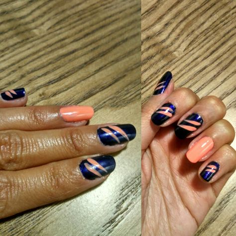 Peach Nails, I Love It, Love It, Dark Blue, Nail Designs, Convenience Store Products, I Love, Nails, Hair