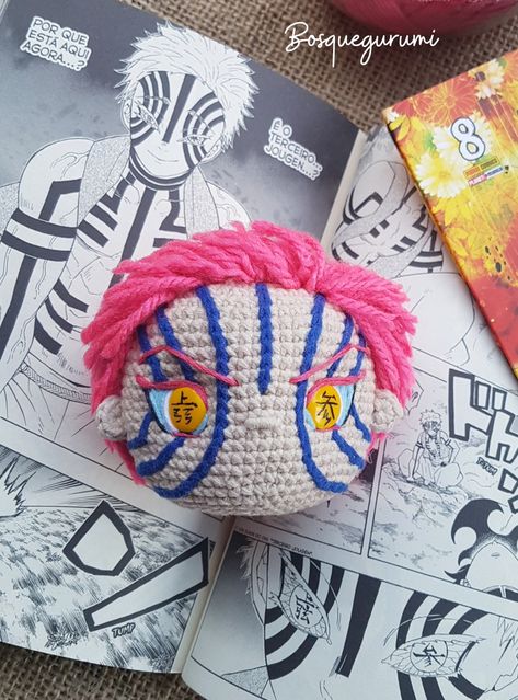 Crochet Demon Slayer Pattern, Demon Slayer Crochet, Anime Amigurumi, Upper Moon, Fun Crochet Projects, Crochet Lovers, Hand Embroidery Art, Crochet Doll Pattern, Button Crafts