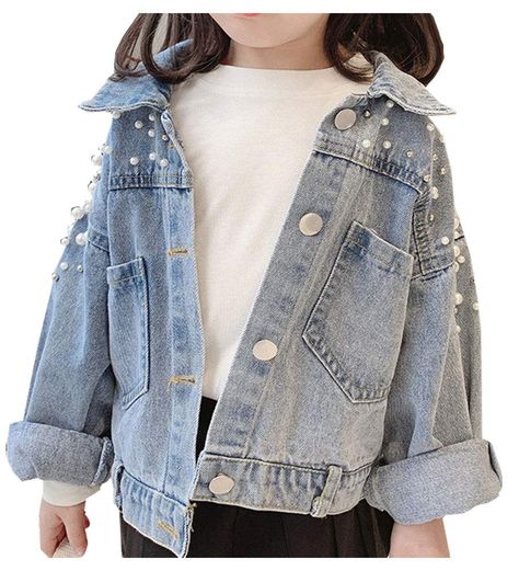 PRICES MAY VARY. Denim Button closure Material: Soft Denim, Comfort. A Kids denim jacket featuring a Denim material, long sleeves, chest pocket, Loose fit, Oversized, Single-breasted, Turn down collar, Button Down, Pearl embroidery and unique design. Nice for casual daily wear, relaxed holiday, dating, Outdoor, Casual, Sportwear, Working, Daily life, Hiking, Clubwear, Sports, Spring, Fall or other outdoor activities. Size tailored for US customers, NOT Asian sizes that run small Our linen is ver Kids Top Design For Jeans, Universal Osaka, Kids Denim Jacket, Jean Jacket For Girls, Girls Denim Jacket, Lapel Top, Ethereal Dress, Fashion Kpop, Pearl Embroidery