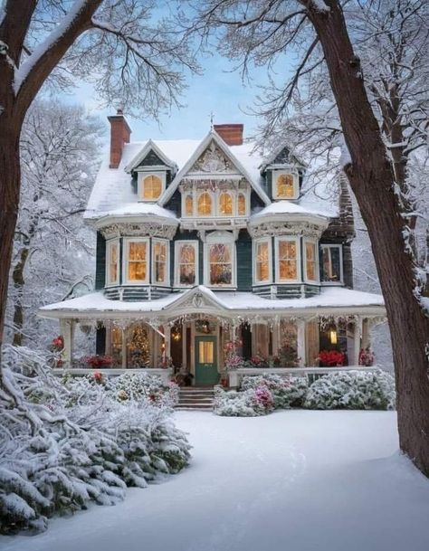 Traditional Christmas House Exterior, Christmas House Outside, Winter Home Exterior, Christmas Decor Themes, Unique Christmas Decor, Dream Life House, Christmas Decoration Ideas, Decor Themes, Gifts For Boyfriend