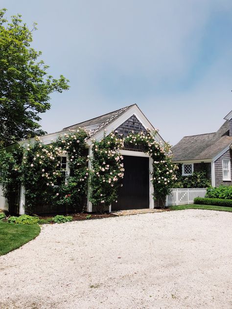 I passed this garage covered in roses and had to snap this picture. Garage inspo! Nantucket Garage, Stephanie Trotta, Covered Garage, Girl Guide, Nantucket Island, Siding Colors, Hamptons House, One Candle, Girl Guides