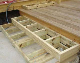 Building Deck Steps, Build Deck Stairs, Building Deck, Deck Stair Railing, Build Deck, Patio Stairs, Patio Steps, Deck Steps, Building Stairs