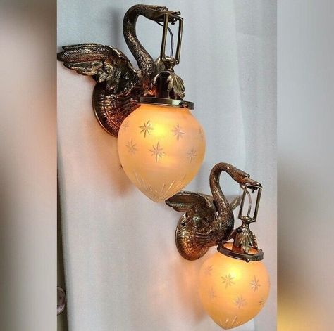 Illuminate your space with this exquisite pair of Vintage Style Handcraft Brass Swan Wall Sconces 🦢✨ Perfect for adding a touch of Art Nouveau charm to your home decor. #VintageLamp #BrassFixture #NauticalStyle #HomeDecor #WallSconces https://ebay.us/U1ODUN Fireplace Sconces, Fixture Brass, Art Nouveau Lighting, Hanging Light Lamp, Light Picture Wall, Brass Swan, Vintage Fireplace, Vintage Wall Sconces, Old Lamps