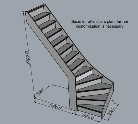 Drawing Stairs, Narrow Stairs, Loft Conversion Stairs, Stair Design Ideas, سلالم حلزونية, Loft Staircase, Tiny House Stairs, Building Stairs, Attic Loft