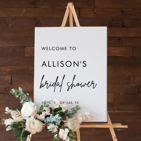 Minimalist Modern Bridal Shower Welcome Sign Bridal Brunch Decorations, Welcome Sign Bridal, Bridal Shower Decorations Rustic, Brunch Decor, Bridal Shower Sign, Floral Signs, Wedding Shower Decorations, Modern Bridal Shower, Engagement Celebration