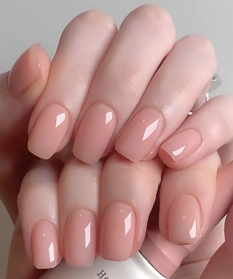 Gel Nails Ideas Short Plain, Clean Nail Polish Colors, Nail Colors Plain, Plain Manicure, Milky French Manicure, Hard Gel Nails, Unghie Nail Art, Milky Nails, Hello Nails