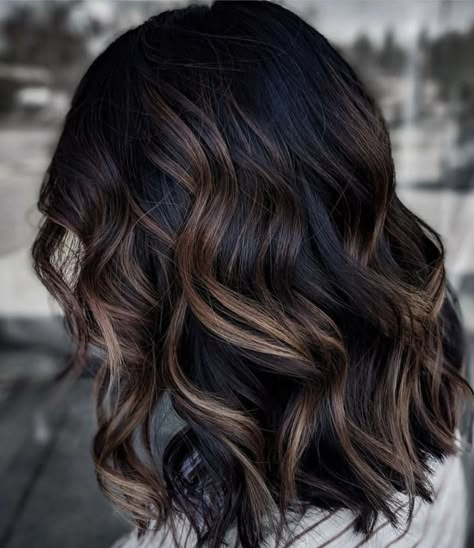 Dark Hair Color Ideas, Dark Hair Color, Dark Balayage, Brunette Balayage, Balayage Hair Dark, Dark Hair With Highlights, Caramel Highlights, Brown Hair Balayage, Hair Affair