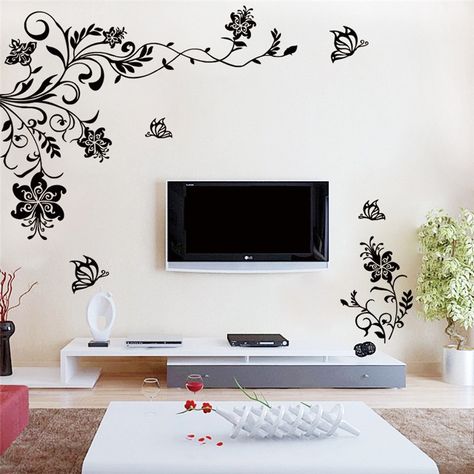 Zimmer Diy, Modern Living Room Wall, Butterfly Decal, Kitchen Wall Stickers, Vine Wall, Removable Wall Stickers, Flower Wall Stickers, Butterfly Wall Stickers, Removable Wall Decals