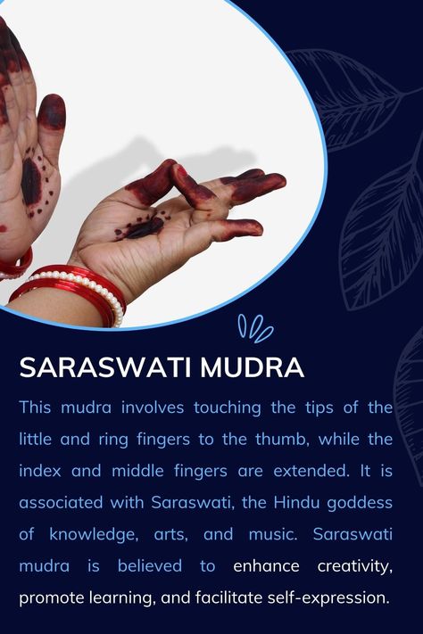 Saraswati Mudra | Hand Mudra and Their Meaning | Yoga Manifestation Mudra, Hand Mudra, Hindu Goddesses, Goddess Of Knowledge, Maa Saraswati, Goddess Spirituality, Devotional Topics, Hand Mudras, Goddess Saraswati