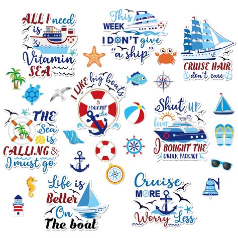 PRICES MAY VARY. Package Includes: unleash your creativity and make your cruise trip more memorable with our 27 pieces of cruise door magnets; This package includes 8 large refrigerator magnets and 19 smaller ones, offering a suitable variety to meet your needs; Suitable for adorning your door and creating an ideal cruising experience Appropriate Size: regardless of where you choose to display them, our fridge stickers fit suitably; With the large ones measuring 5.9 x 5.1 inches and the small on Cabin Party, Cruise Door Magnets, Cruise Magnets, Carnival Decorations, Large Refrigerator, Cruise Door, Cabin Doors, Cruise Trip, Fridge Stickers