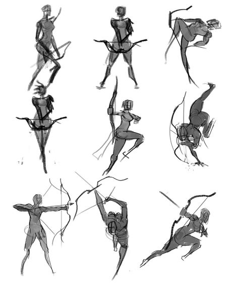 Archer Reference, Archer Sketch, Archer Pose, Archery Poses, Bow Drawing, Bow Pose, Arrow Drawing, Action Pose Reference, Anatomy Poses