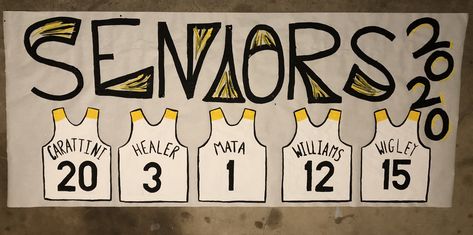 Senior Night Banners Basketball, High School Volleyball Posters, Pep Rally Banner Ideas, Senior Night Signs Basketball, Basketball Senior Night Posters Ideas, Senior Spirit Posters, School Spirit Posters Basketball, Senior Basketball Posters, Senior Night Poster Ideas Basketball