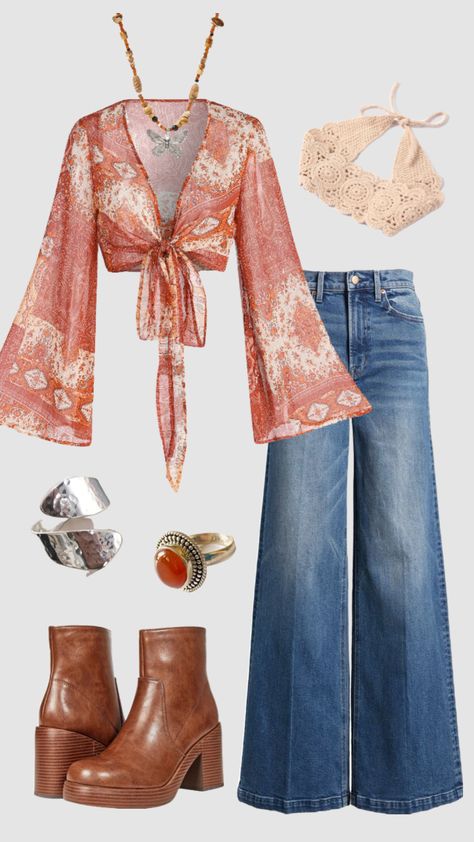 Vintage Boho Outfits, 70s Hippie Outfits, Hippie Outfits 70s, 1970 Outfits, Boho 70s, Outfits 70s, 70s Outfits, 70s Hippie, Everyday Fashion Outfits