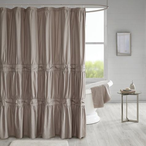 Tyntesfield Solid Shower Curtain Farmhouse Boho Bathroom, Ruffled Shower Curtain, Ruffle Shower Curtains, Bathroom Farmhouse, Boho Bathroom Decor, Simple Texture, Bath Curtain, White Shower Curtain, Farmhouse Boho