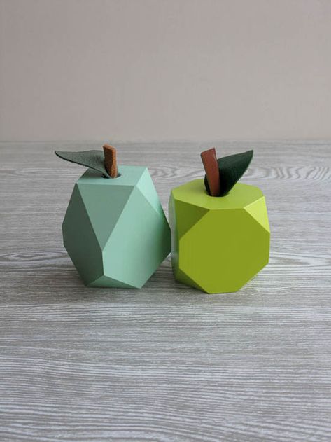 Loglike - Modern Wood Gifts - Geo Wood Fruit | Small for Big Apple Pear, 3d Paper Crafts, Diy Gift Box, Fruit Art, Diy Box, Handmade Ornaments, Paper Weight, Product Images, Handmade Decorations