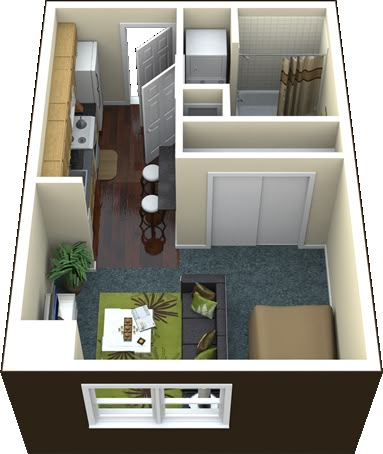 Studio layout 400 Sq Ft Apartment, 400 Sq Ft Studio, Studio Apartment Floor Plans, Apartemen Studio, Studio Layout, Apartment Floor Plan, Deco Studio, Small Apartment Design, Apartment Floor Plans