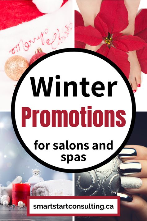 Salon Christmas Open House Ideas, Salon Holiday Open House Ideas, Holiday Promotion Ideas, Holiday Salon Promotions, Beauty Salon Christmas Decorations, Spa Promotion Ideas, Salon Promotion Ideas, Salon Christmas Decor, Winter Pedicure