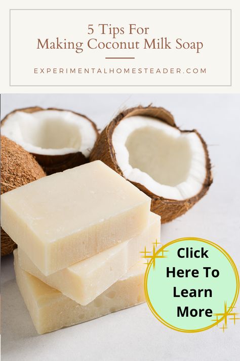 Coconut Milk Soap Recipe Cold Process, Coconut Milk Melt And Pour Soap Recipes, Coconut Milk Soap Recipe, Coconut Soap Recipe, Coconut Oil Soap Recipe, Apothecary Recipes, Milk Soap Recipe, Coconut Milk Uses, Goat Soap