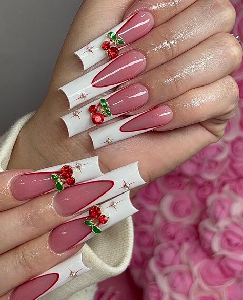 ig: nailsxlizeth_ Future Nails, 2024 Nails, Long Acrylic Nail Designs, Girl Nails, Nail Art Trends, Nails Design With Rhinestones, French Acrylic Nails, Unique Acrylic Nails, Long Square Acrylic Nails