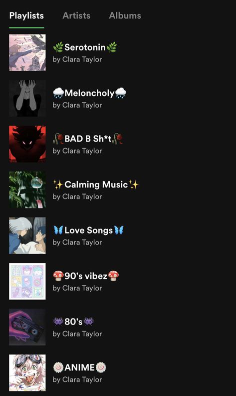 If you want to make your Spotify look cuter just add some pleasing pictures for playlists and emojis! ;p Spotify Playlist Names Emojis, Aesthetic Playlist Names, Spotify Aesthetic Playlist, Playlist Spotify Aesthetic, Aesthetic Playlist, Spotify Aesthetic, Playlist Names, Playlist Names Ideas, Playlist Spotify