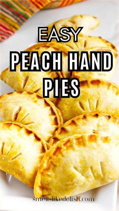 Peach Dumplings With Pie Crust, Baked Hand Pies Recipes Easy, Peach Fried Pies Easy, Baked Peach Hand Pies, Frozen Casserole Recipes, Peach Stuff, Fried Peach Pies, Peach Hand Pies, Peach Crumble Pie