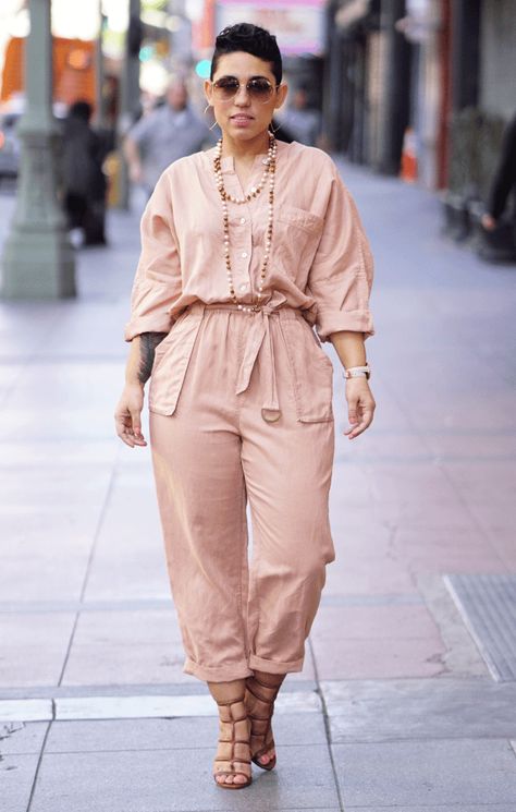 Pink Jumpsuits Outfit, Mimi G Style, Mimi G, Balloon Pants, Steve Madden Sandals, Pink Jumpsuit, Jumpsuit Outfit, Linen Jumpsuit, Classy Casual Outfits