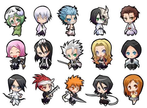 Bleach chibi Bleach Chibi, Bleach Tattoo, Anime Ichigo, Ulquiorra Schiffer, Bleach Funny, Bleach Ichigo, Byakuya Kuchiki, Bleach Anime Ichigo, Chibi Style