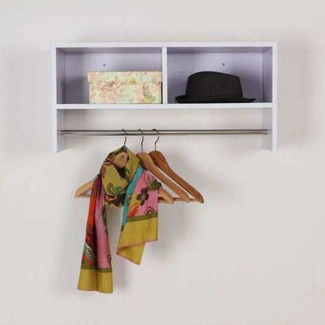 Symple Stuff Wall Mounted Coat Hanger Hooks Rack Stand Hallway & Reviews | Wayfair.co.uk Coat Hook Shelf, Wall Mounted Coat Hanger, Hanging Clothes Rail, Amp Storage, Coat Hanger Hooks, Furniture Rattan, Hallway Coat Rack, Hanging Coat Rack, Open Wardrobe