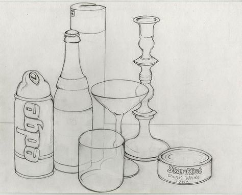 Line study Line Drawing Still Life, Easy Still Life Drawing, Drawing Still Life, Still Life Sketch, Contour Line Drawing, Composition Drawing, Life Sketch, Bottle Drawing, Observational Drawing